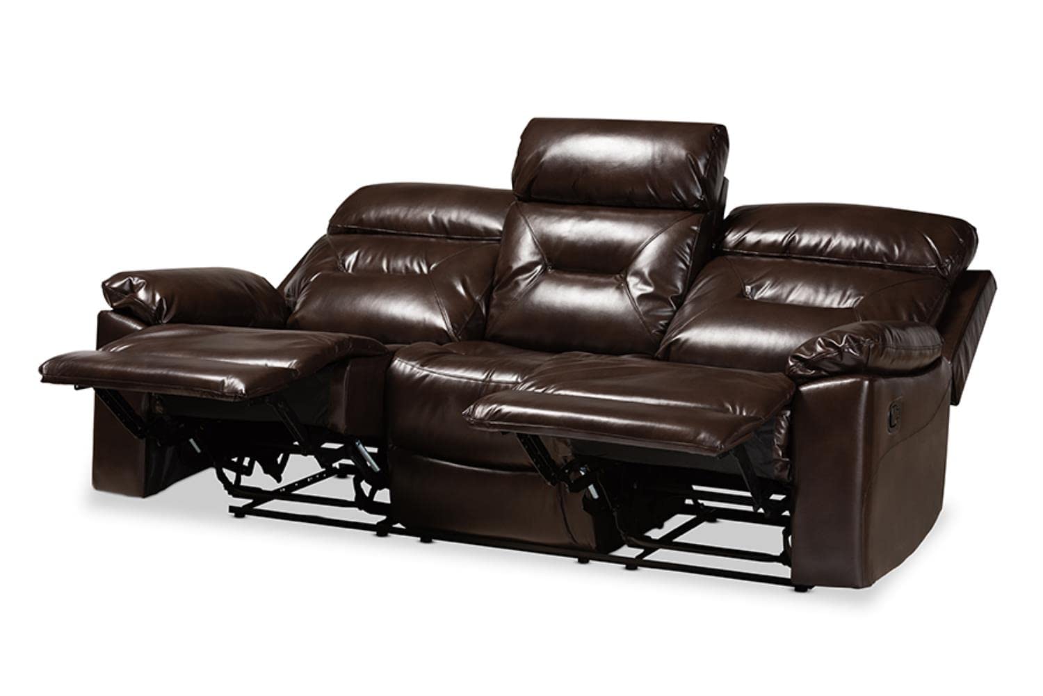Baxton Studio Byron 3-Seater Reclining Sofa - Thumbnail 3