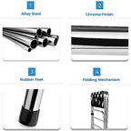 2-Tier Folding X-Shaped Luggage Rack, 50 lb Capacity, Chrome Finish