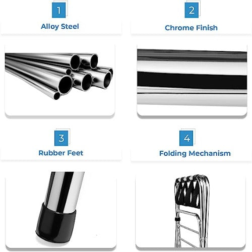 2-Tier Folding X-Shaped Luggage Rack, 50 lb Capacity, Chrome Finish