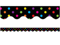 Teacher Created Resources Black/Multicolor Dots Scalloped Border Trim, Black/Multi Color Dots (4648)