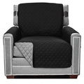 Sofa Shield Patented Chair Slipcover, Reversible Tear Resistant Soft Quilted Microfiber, 23” Seat Width, Durable Furniture Stain Protector With Straps, Washable Cover For Dogs, Kids, Black Gray