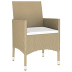 vidaXL Patio Dining Set 7 Piece Garden Outdoor Lawn Yard Terrace Balcony Table and Chair Seat Seating Furniture Poly Rattan and Tempered Glass Beige