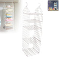 Multipurpose Hanging Cloth Storage Rack | 5Tier Space Saving Closet Organizer | White Wire Grid Wardrobe Storage Shelf