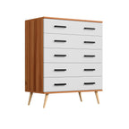 Woodpeckers Furniture And Mattress Eli Mid-Century Modern 5 Drawer Chest (Walnut & White)