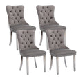 Dining Room Chairs Set Of 4, Velvet Upholstered Dining Chairs With Back Ring Pull Trim And Sliver Stainless Steel Legs,Modern Di