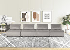 Lilola Home Anna Light Gray Velvet 4 Pc Modular Sofa