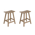Costaelm All-Weather Bar Stools Set Of 2, 24' Height Outdoor Bar Stools, Adirondack Poly Patio Bar Stool For Patio, Deck, Kitchen Counter And Garden, Weathered Wood
