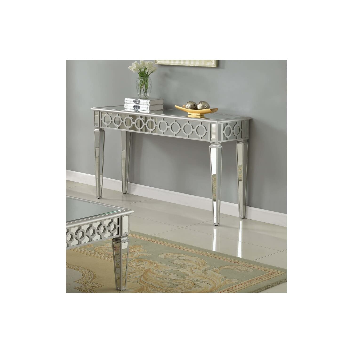Best Master Furniture Sophie Mirrored Silver Sofa Table