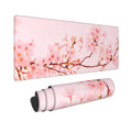 Caijizho Sakura Cherry Blossom Gaming Mouse Pad Xxl Large Office Desk Mat Non-Slip Waterproof Long Laptop Mat Pink Trees Paintin