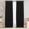 Jinchan Linen Textured Curtains Living Room Thermal Curtains Room Darkening Thermal Insulated Curtains 90 Inches Long Grommet Top Window Drape 1 Panel Black