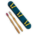 DeoDap Combo of Natural Bamboo Toothbrush with Medium Bristles (2 Pc) & Wall Mounted Plastic Toothbrush Holder Organizer with Sh