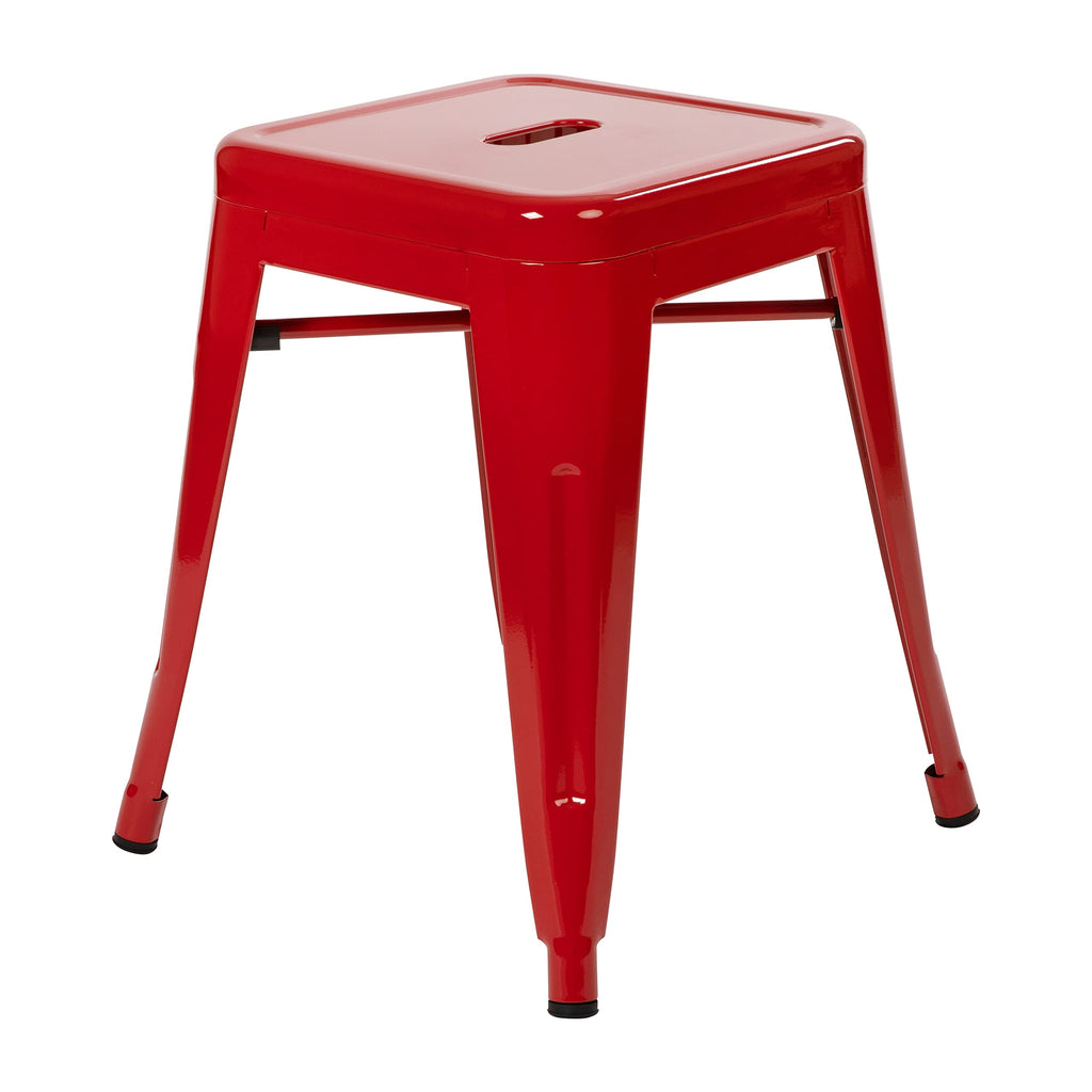 Flash Furniture Metal Dining Table Height Stool - Backless Red Kai Commercial Grade Stool - 18 Inch Stackable Dining Chair - Set of 4