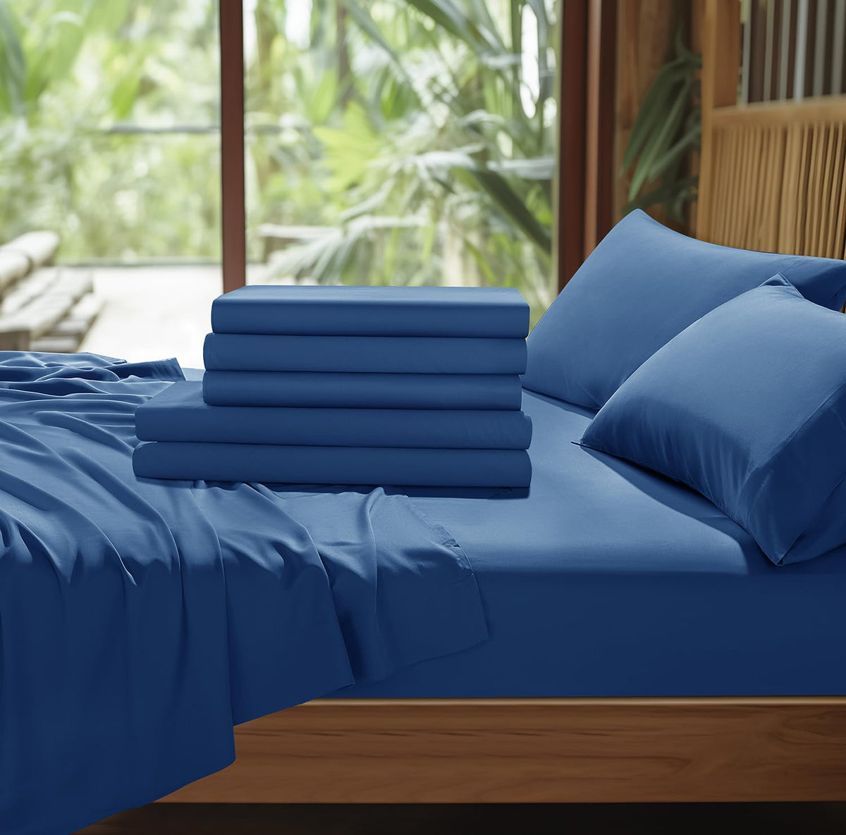 Shilucheng Sheet Set - Breathable & Cooling Bed Sheets - Soft Rayon Derived From 100% Bamboo_ Sheets - Comfy Bedding 16 Inch Dee
