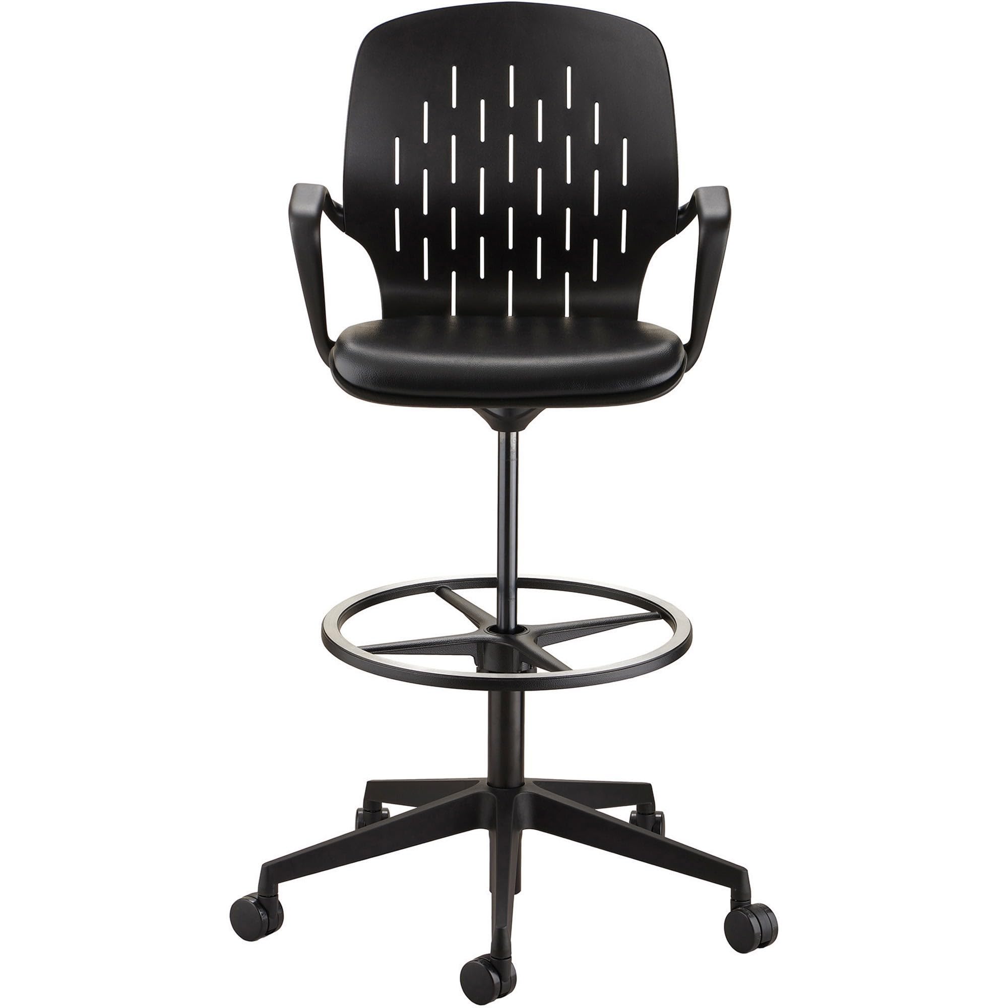 Safco Products Shell Extended Height Swivel Office Desk Computer Ergonomic Chair, Pneumatic Height Adjustable, Black (7014Bl)