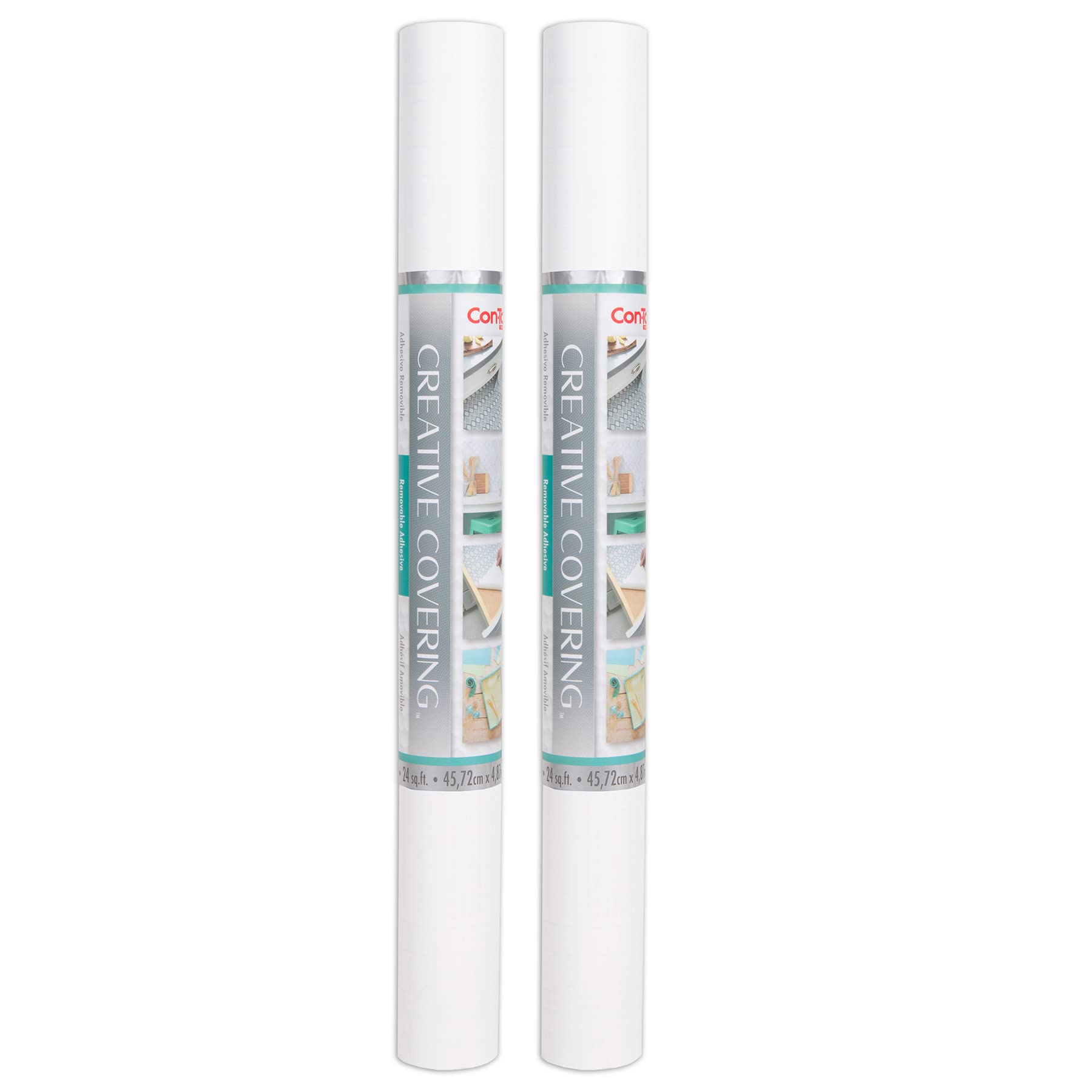 KITTRICH CORPORATION, White, Creative Adhesive Covering, 18'' x 16 ft, Pack of 2, 2 Count