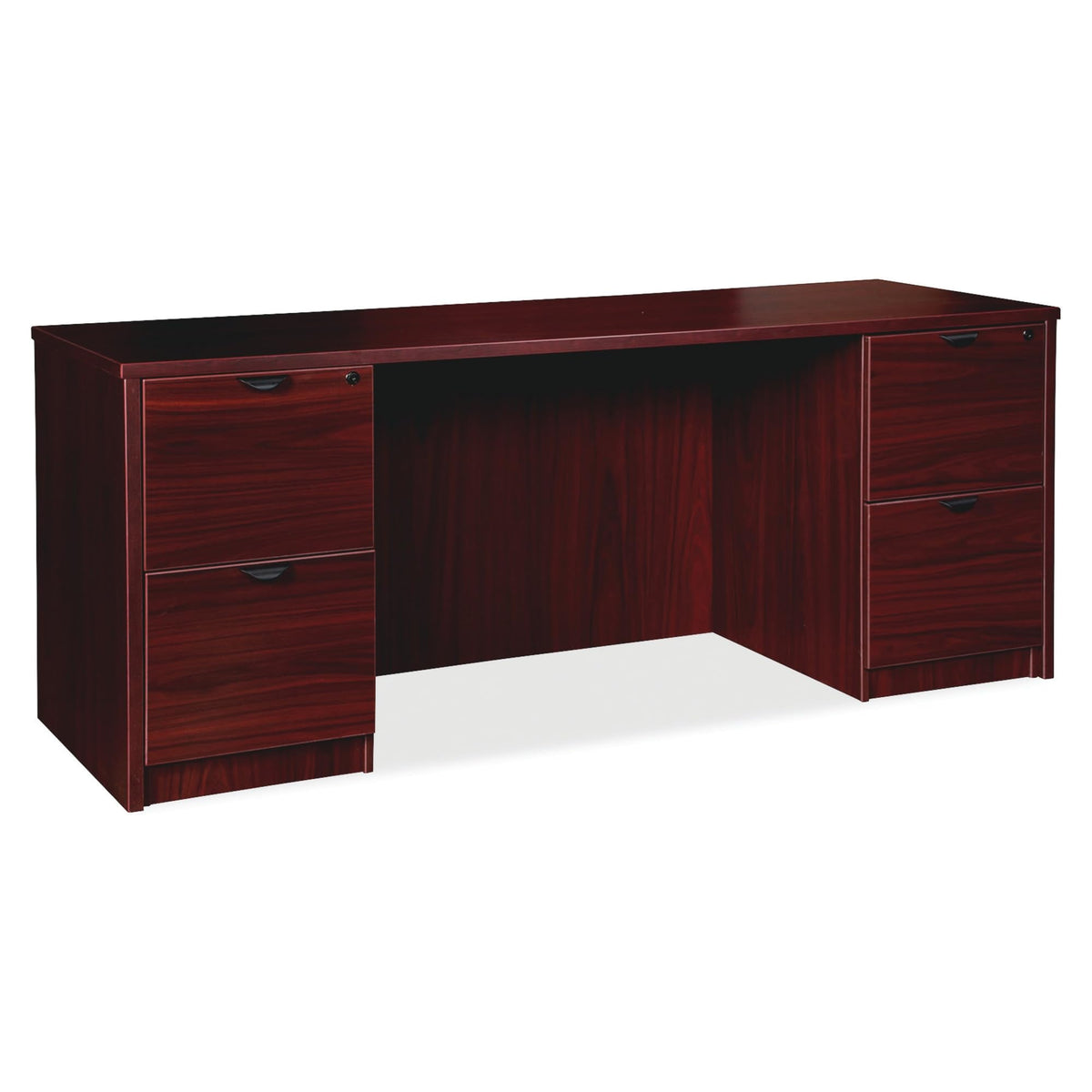 Lorell Prominence 2.0 Mahogany Laminate Double-Pedestal Desk