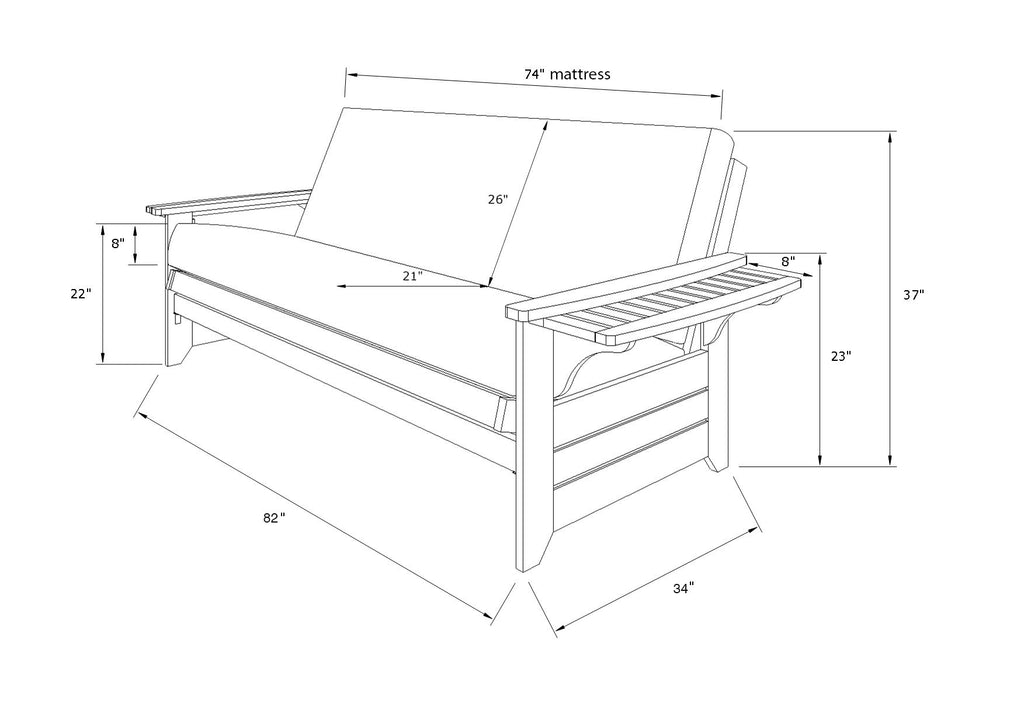 Kodiak Furniture Phoenix Storage Futon with Suede Fabric Mattress in White/Gray