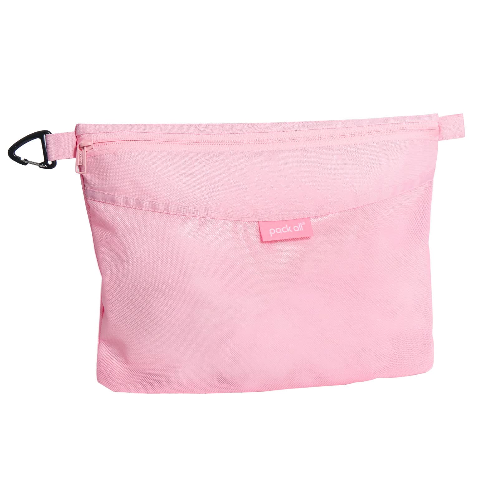Pack All Water-Resistant Material Zipper Pouch, Mesh Zipper Bags For Storage, Travel, Office (Pink, Large)