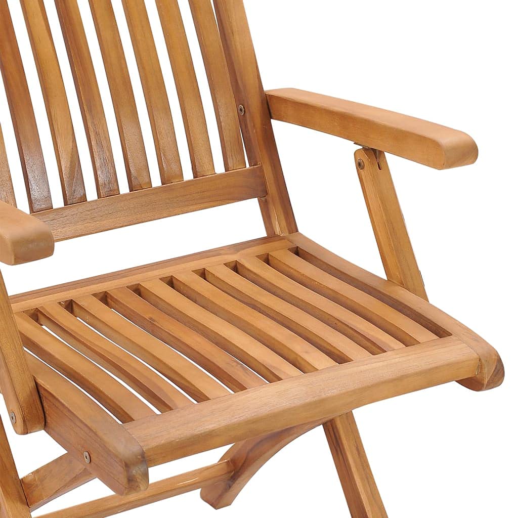 vidaXL 4X Solid Teak Wood Folding Patio Chairs Garden Outdoor Balcony Backyard Terrace Lounge Dinner Dining Seating Wooden Yard Home Furniture