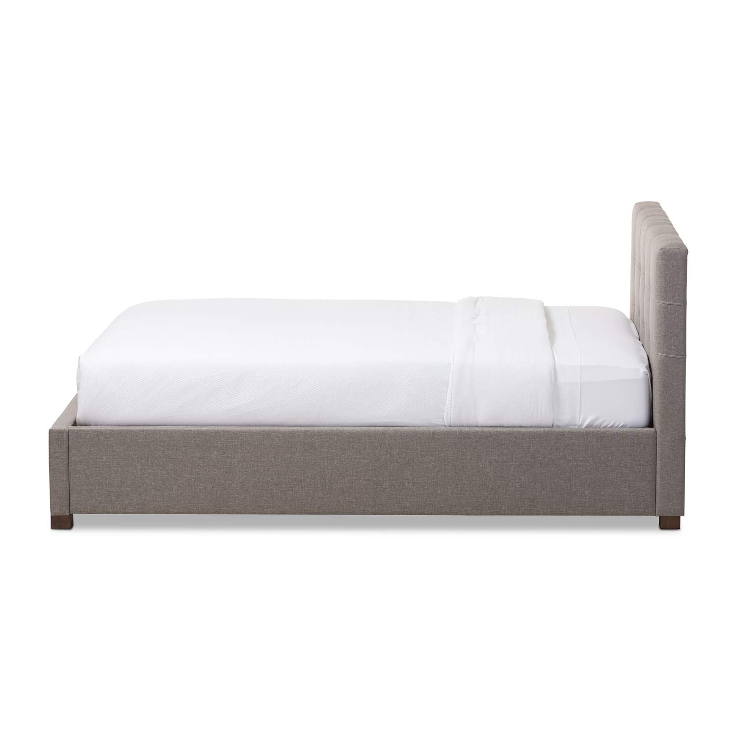 Baxton Studio Brandy Modern and Contemporary Upholstered Platform Bed with Storage Drawer Queen
