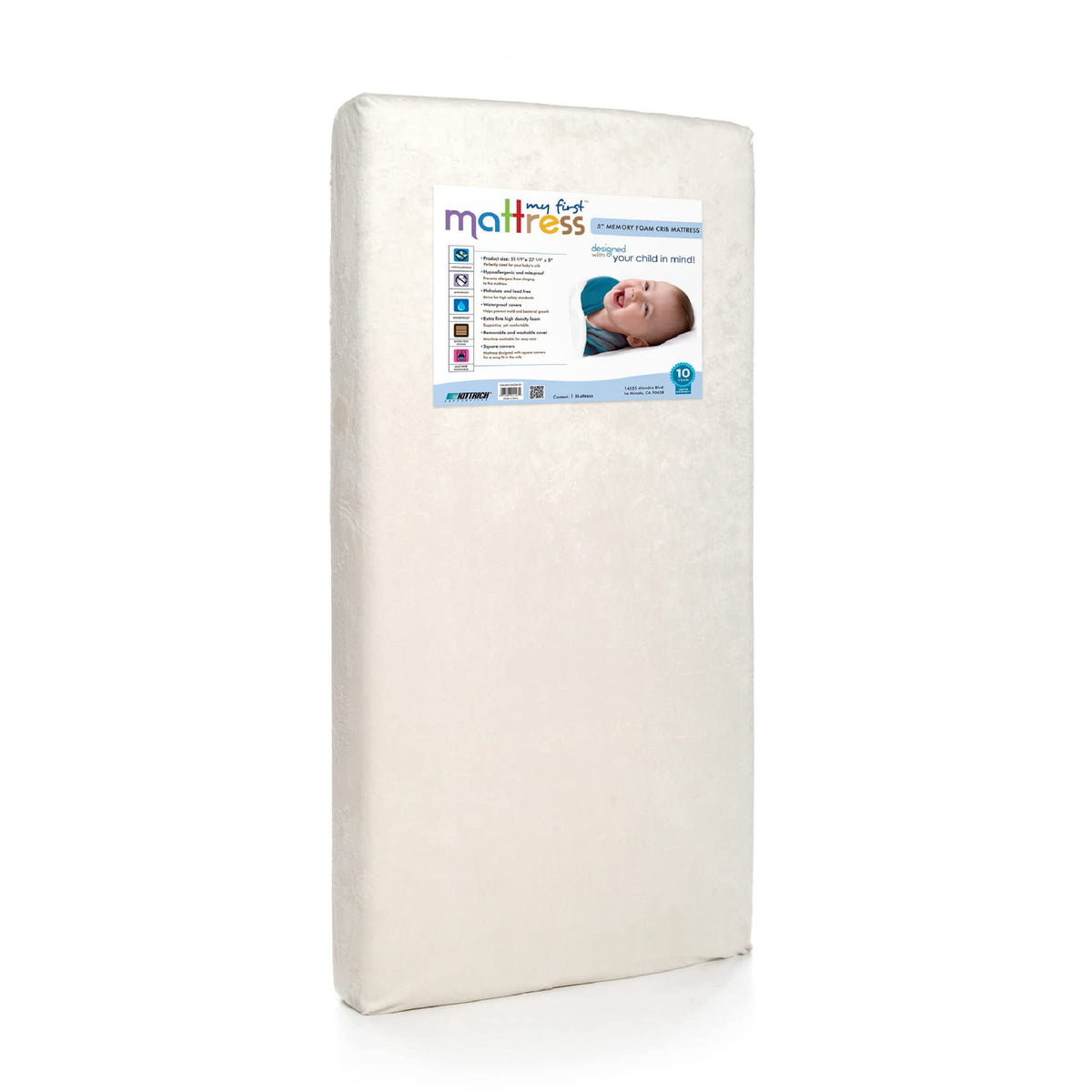 My First Memory Foam Crib Mattress, Breathable Crib Mattress With Removable And Waterproof Cover, Hypoallergenic, Standard Size,