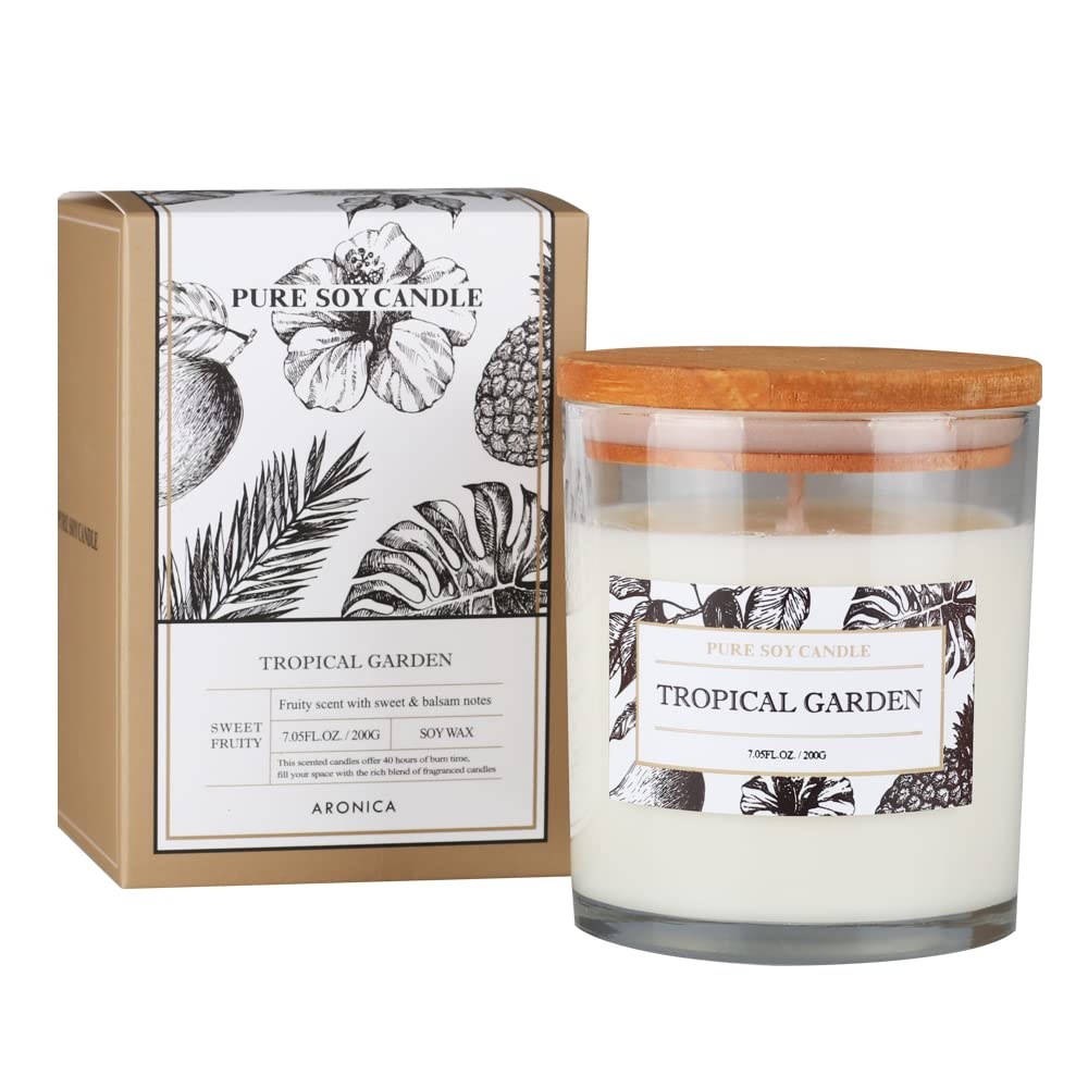 Aronica Tropical Hawaiian Soy Candle, Island Candle Summer Sunset Scented, House Wax, Scent Candles for Home, Bestfriend Gift, B