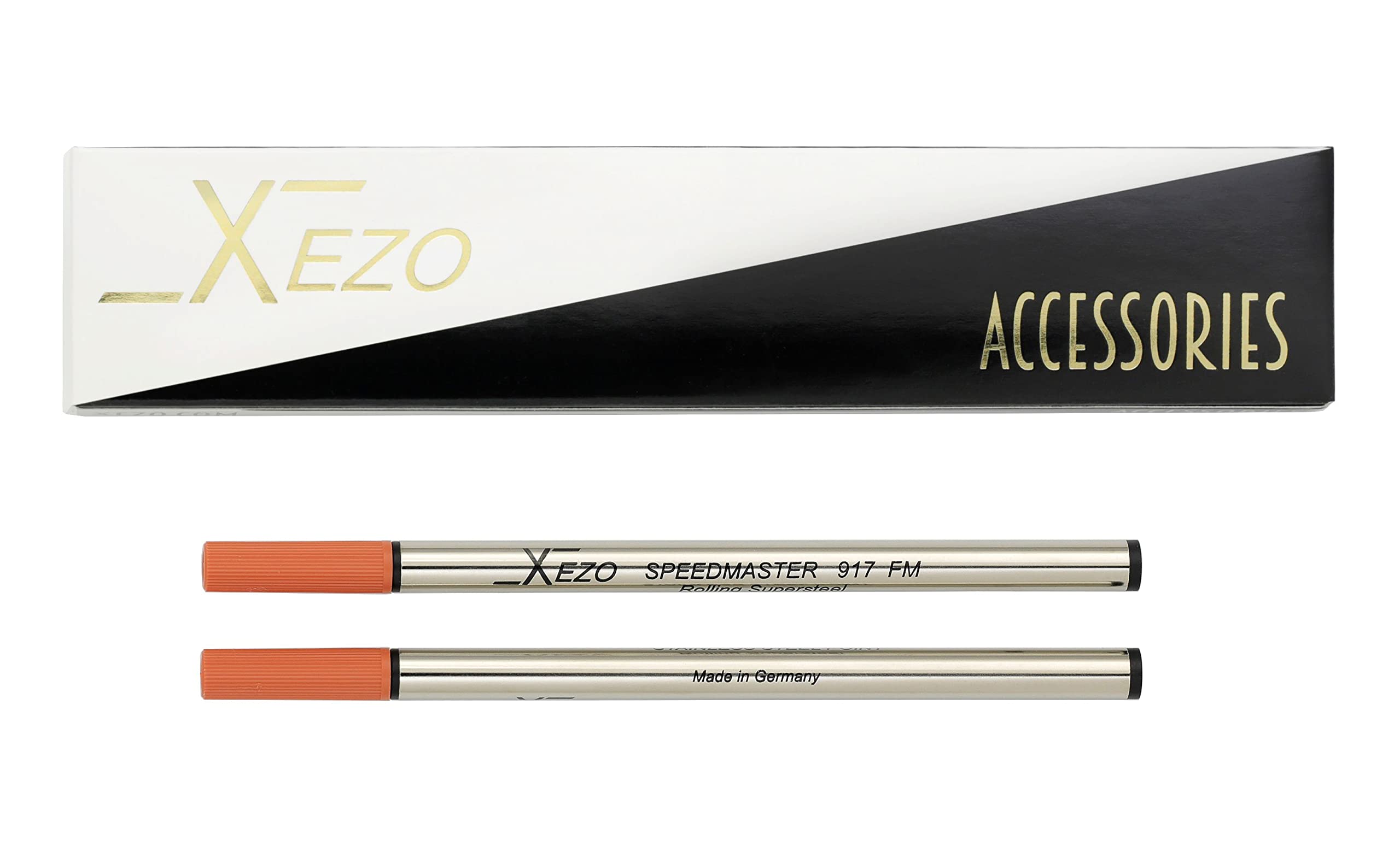 Xezo Speedmaster Black 917 Fm Standard Rollerball Refills, Pack Of 2. Medium Stroke Width. Made In Germany