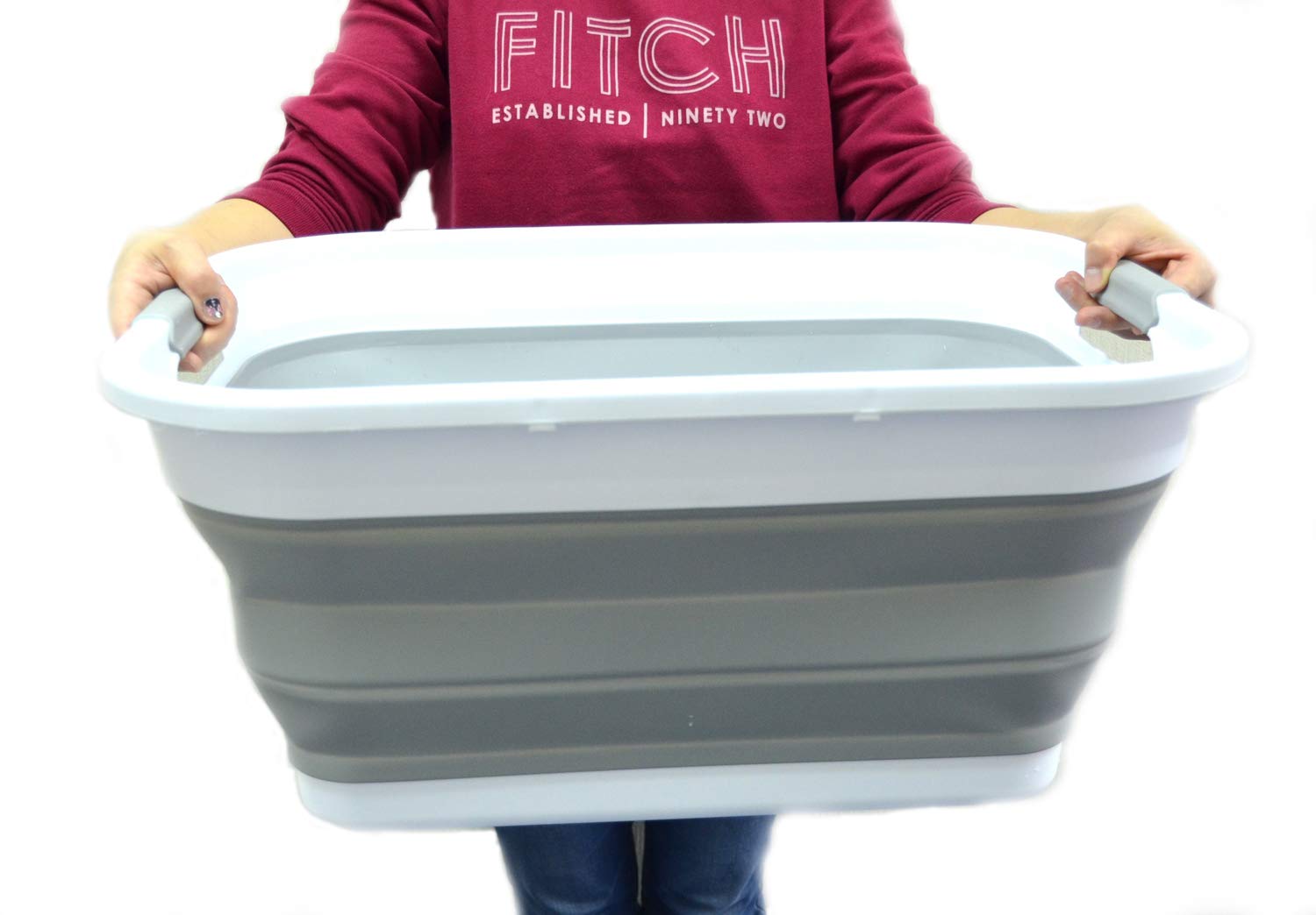 SAMMART Set of 2-41L(10.8 Gallon) Collapsible Plastic Laundry Basket-Pop Up Storage Container-Portable Washing Tub-Space Saving 