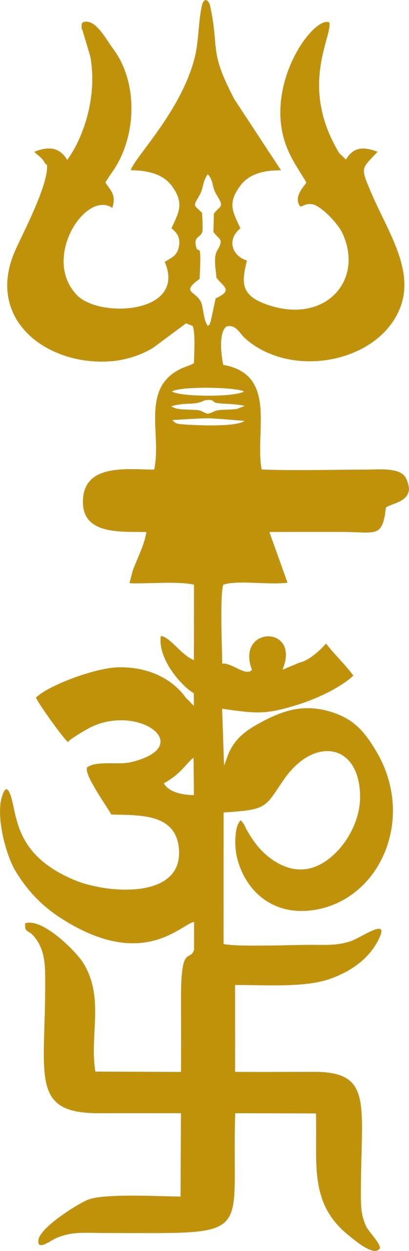 Shiva Trishul With Om And Swastika Symbol Wall Art, Glossy Finish, Self Adhesive Glossy Paper (Gold, 2 X 6 Inch)