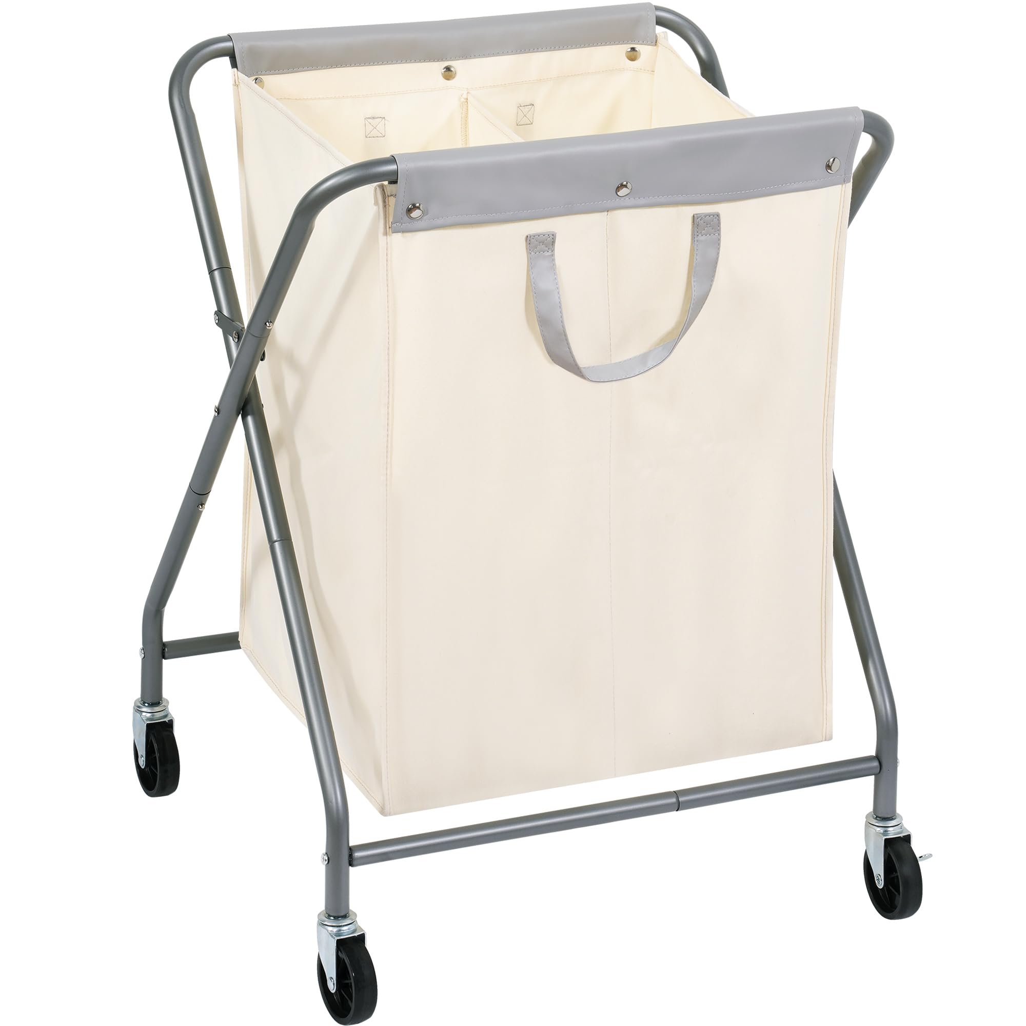 STORAGE MANIAC 125L Laundry Hamper with Wheels, Rolling Laundry Basket, Heavy Duty Laundry Sorter with Removable Bag, Folding X 