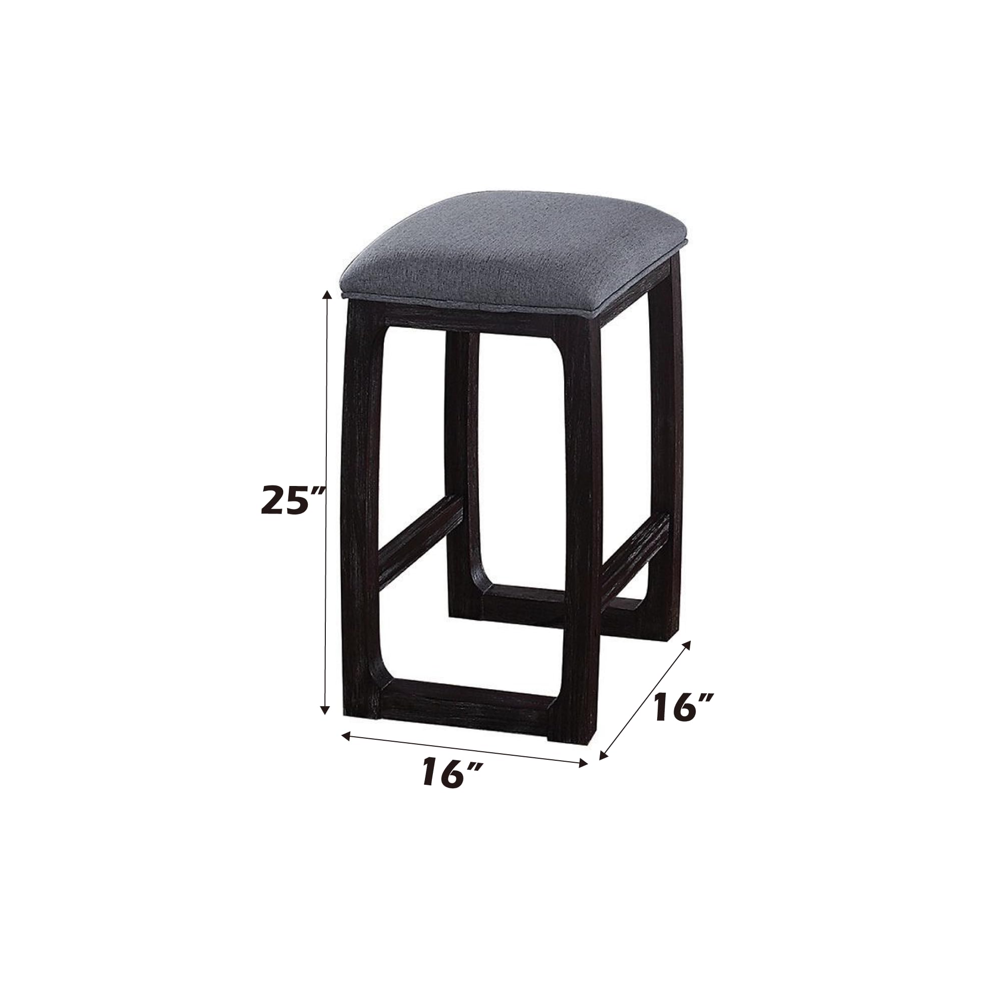 Acme Razo Counter Height Stool (1Pc) in Fabric & Weathered Espresso