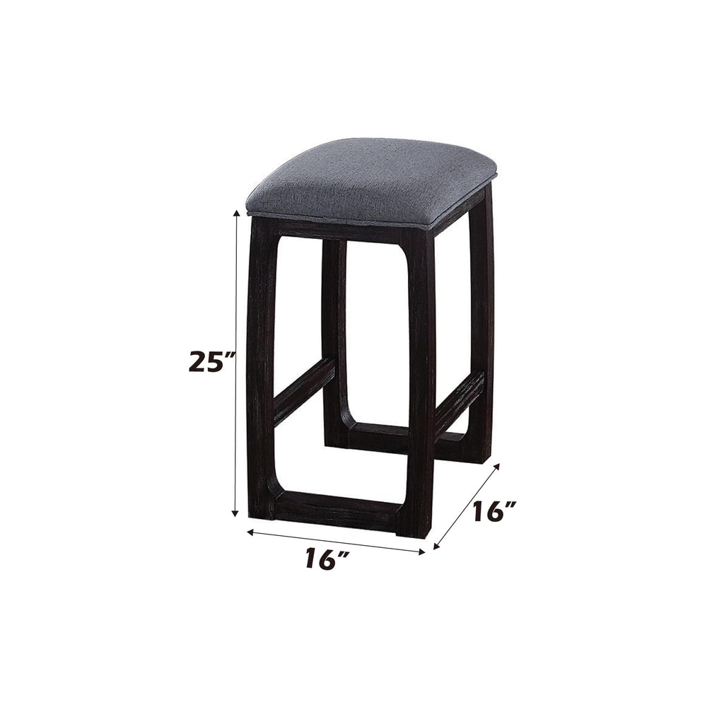 Acme Razo Counter Height Stool (1Pc) in Fabric & Weathered Espresso
