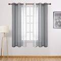 Dwcn Grey Ombre Sheer Curtains - Faux Linen Gradient Grommet Top Semi Voile Bedroom And Living Room Curtains, Set Of 2 Window Cu