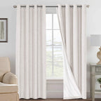 H.VERSAILTEX 100% Blackout Curtains Linen Textured Blackout Curtains for Bedroom Full Light Blocking Thermal Insulated Curtain P