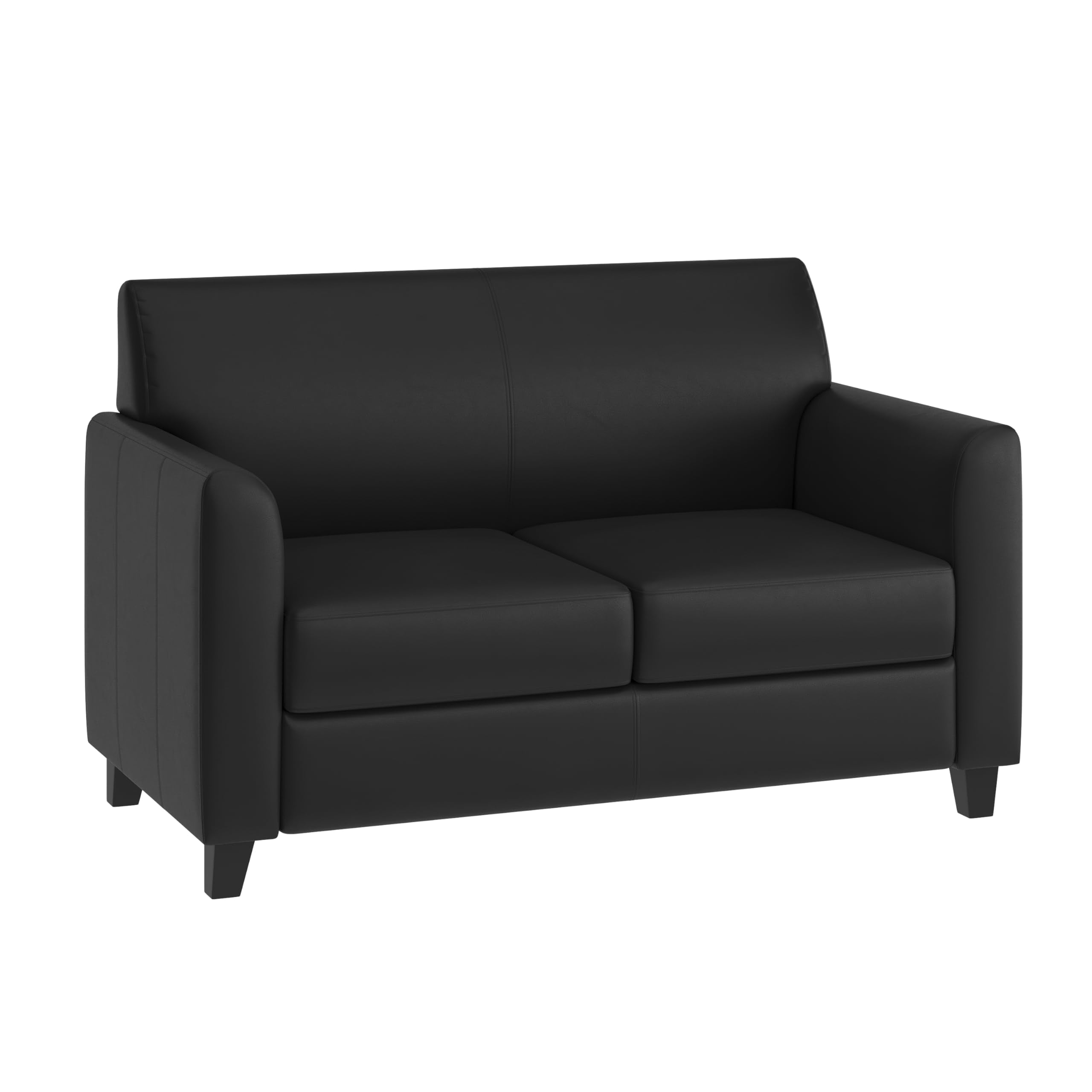 Flash Furniture Hercules Diplomat Series LeatherSoft Upholstered Loveseat, Modern Small Sofa for Living Room or Office, Black