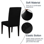 Jqinhome Dining Room Chair Covers Set Of 8, High Stretch Chair Slipcover Removable Washable Chair Seat Protector Cover For Home Party Hotel Wedding Ceremony (Black)
