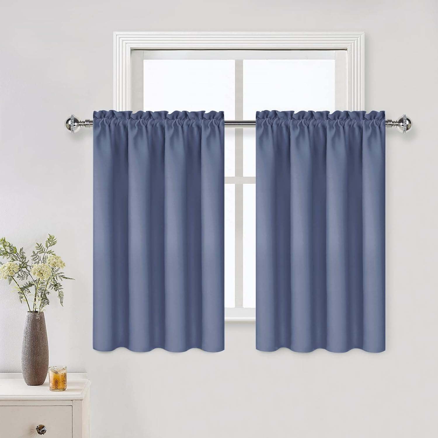 Dwcn Blackout Curtains For Living Room Thermal Insulated, Energy Saving & Noise Reducing Bedroom Curtains, Dusty Blue, W 52X L 3