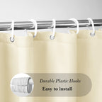 Aoohome Shower Curtain Liner, Fabric Bathroom Curtain With Hooks For Hotel, Weighted Hem, Water Repellent, Beige, 72 X 75 Inch