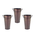 Hosley Elevate Your Decor with a Set of 3 Antique Bronze Galvanized Floral Vases French Buckets 9 Inches High with Handles Vinta