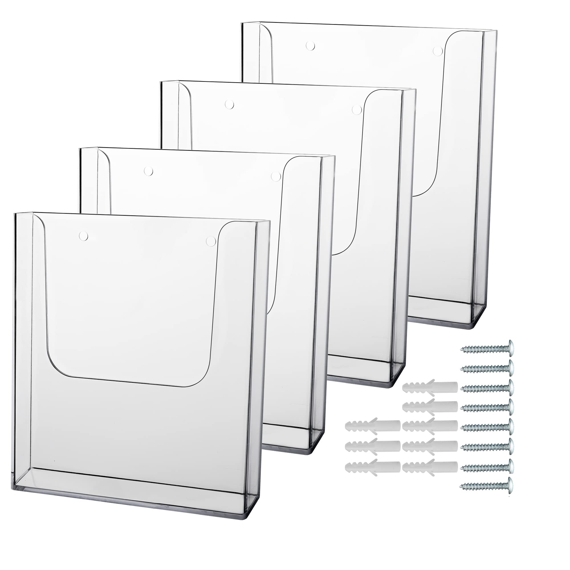 Zavekia Acrylic Brochure Holder, 4 Packs 8 X 11.5 Inches Brochure Holder Wall Mount Flyer Holder Clear Literature Holders Magazi
