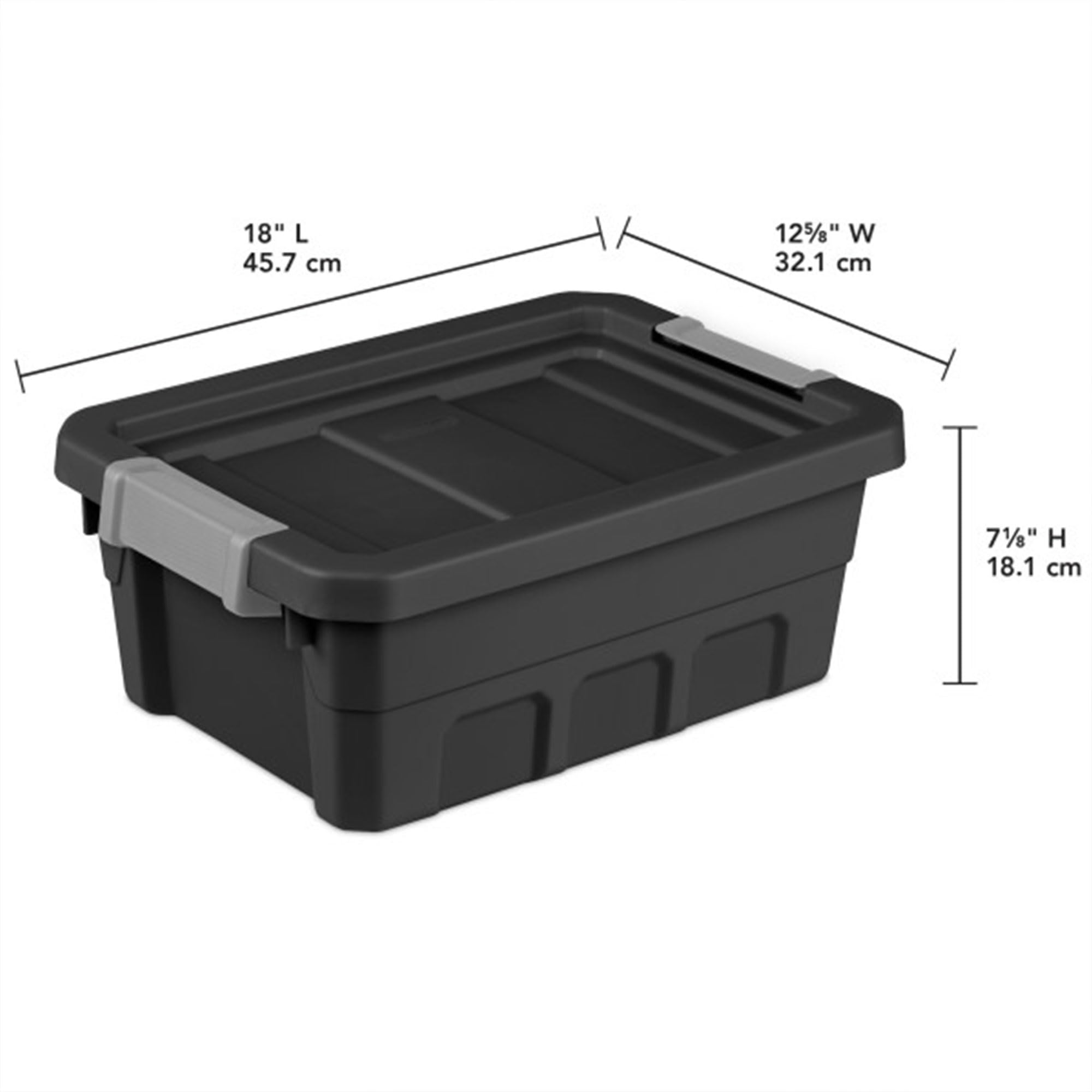 Sterilite 4 Gallon Plastic Stacker Tote, Heavy Duty Lidded Storage Bin Container For Stackable Garage And Basement Organization,