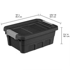 Sterilite 4 Gallon Plastic Stacker Tote, Heavy Duty Lidded Storage Bin Container For Stackable Garage And Basement Organization,