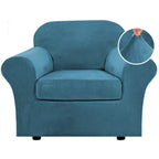 H.Versailtex Rich Velvet Stretch 2 Piece Chair Cover Chair Slipcover Sofa Cover Furniture Protector Couch Soft With Elastic Bott