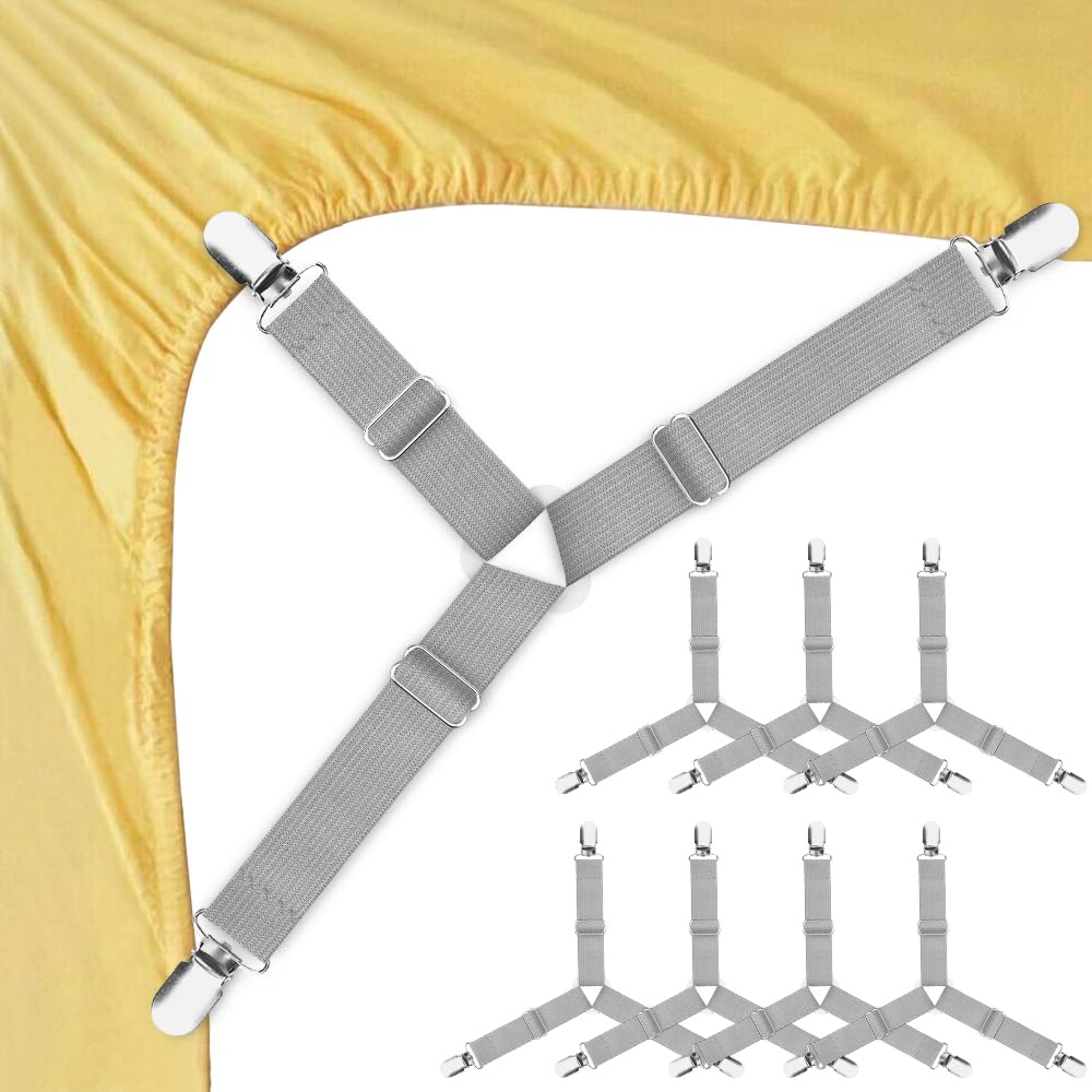 Bed Sheet Fasteners Adjustable Triangle Elastic Suspenders Gripper Holder Straps Clip For Bed Sheets,Mattress Covers, Sofa Cushi