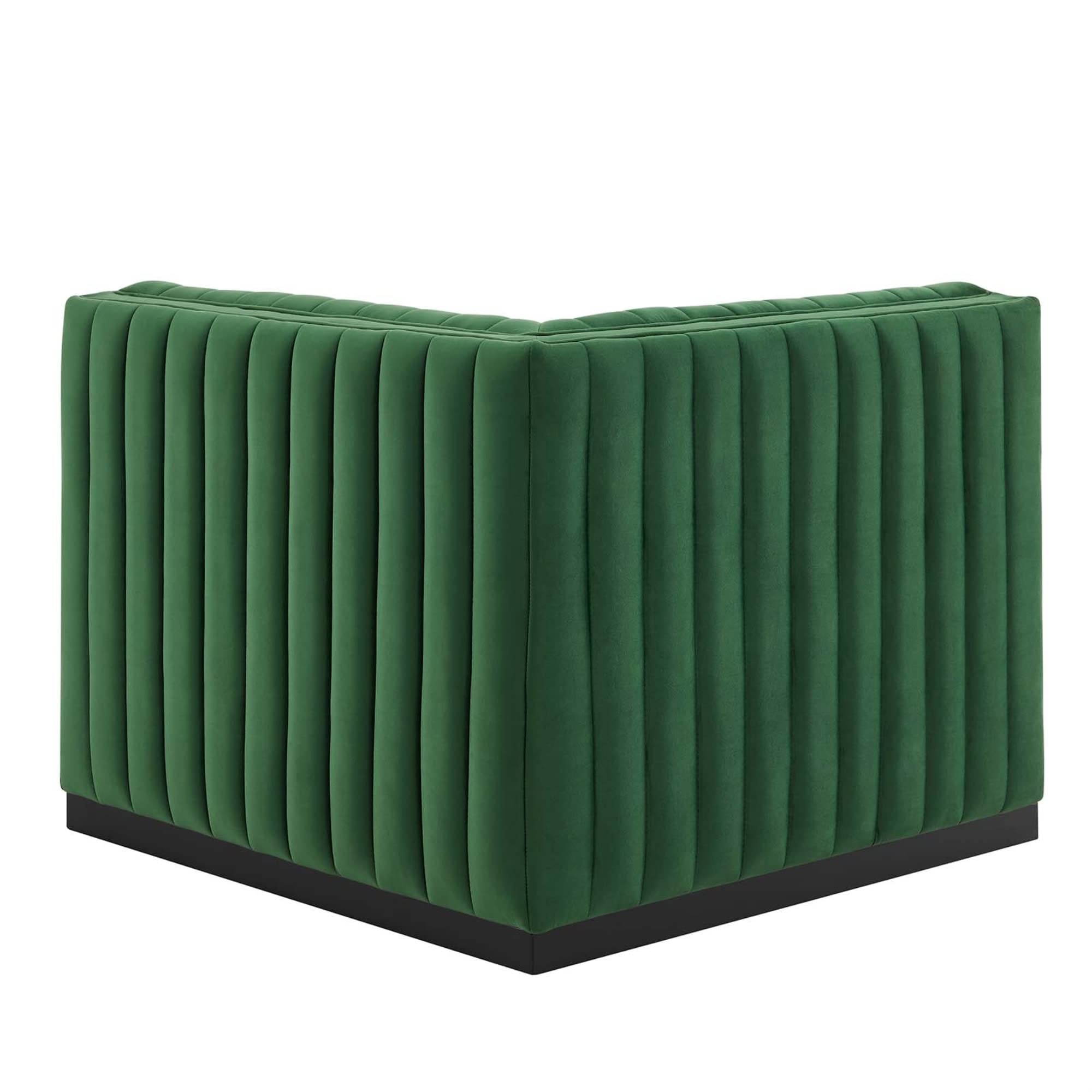 Modway Conjure Modern Channel Tufted Velvet Right Corner Chair In Green