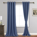 Jiuzhen Dusty Blue Blackout Curtains With Tiebacks-Thermal Insulated, Light Blocking And Noise Reducing Grommet Curtains For Bedroom And Living Room, Set Of 2 Window Curtain Panel, 52 X 96 Inch Length