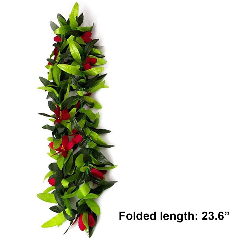 Hawaiian Leis Hawaii Luau Tropical Flower Leaf Leis Wreath Women Green Leaves Dance Garland Floral Necklace For Summer Beach Wed