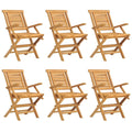 vidaXL Brown Scandinavian Folding Patio Chairs Set of 6, Solid Teak Wood Construction, Space Saving Design for Garden, Balcony or Patio