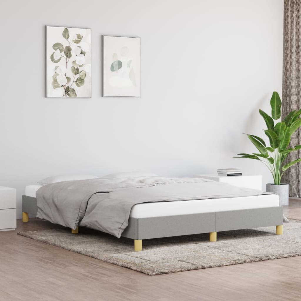 vidaXL Full Bed Frame in Light Gray - Modern, Durable Fabric Upholstered Bed with Plywood and Engineered Wood Construction, Suitable for 53.9x74.8 Mattress Size