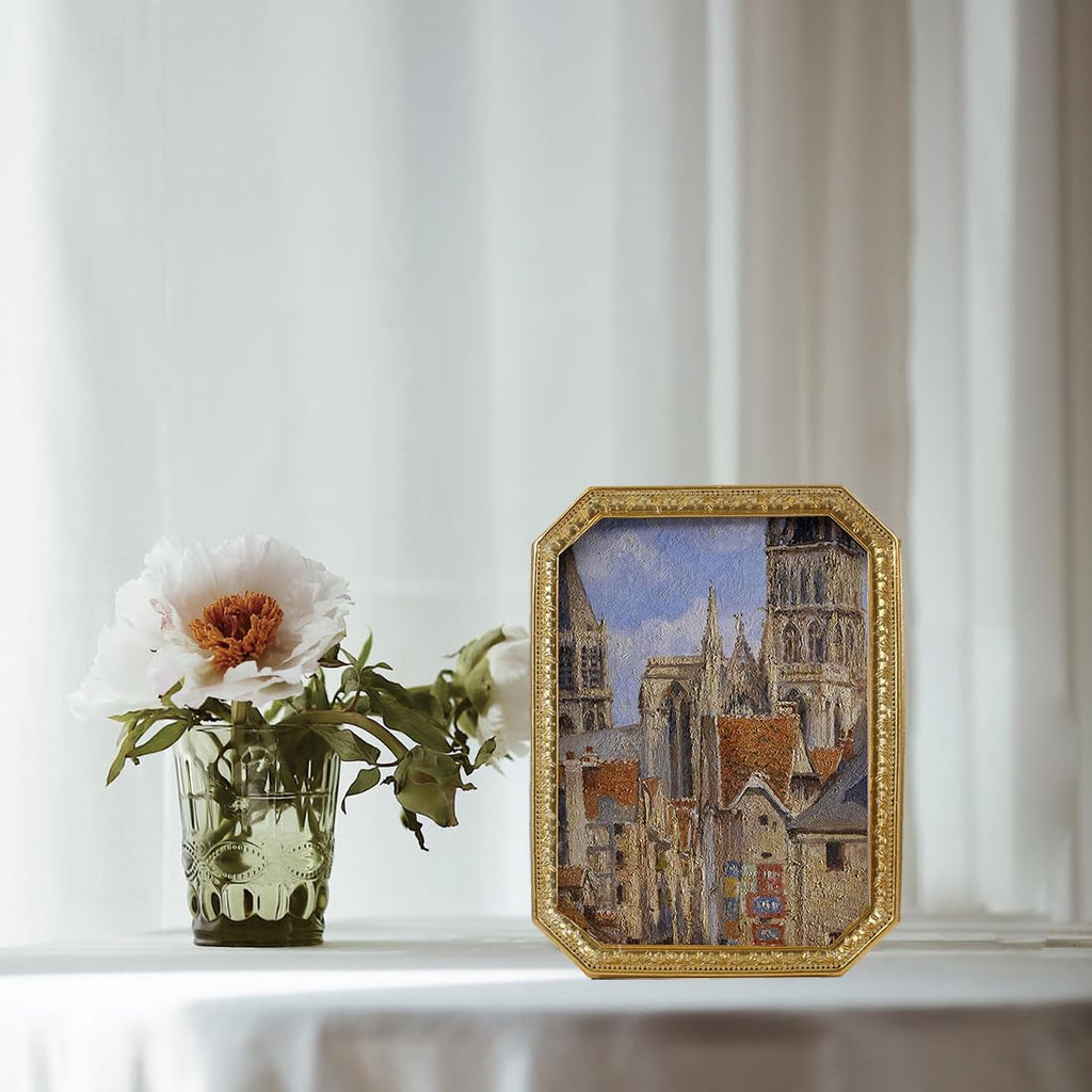 Sikoo Vintage Picture Frame 4  6 Antique Gold Picture Frame Ornate Photo Frame Tabletop And Wall Hanging Frame With High Definit